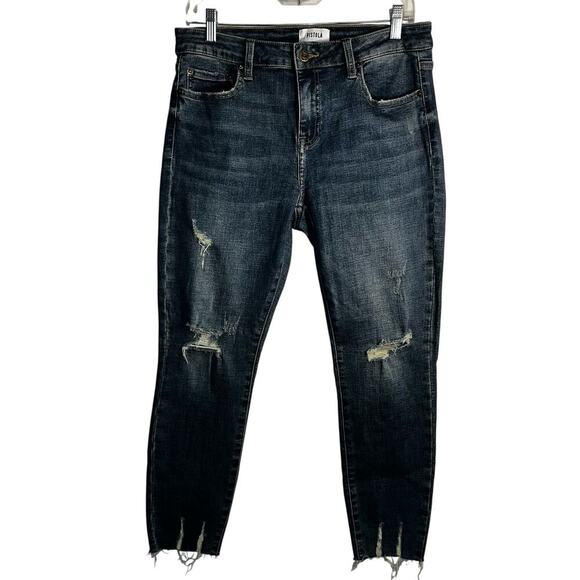 Pistola Arielle Skinny Jeans Size 30 Distressed Scissor‑Cut Raw Hem Dark Wash - Picture 7 of 7